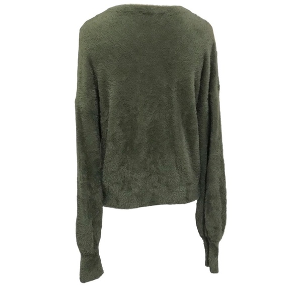 Express Green Crewneck Fluffy Sweater Size Small - Picture 3 of 8